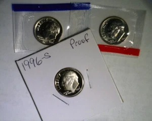 1996 pds Roosevelt monedas de diez centavos sin usar como nuevo violonchelo y prueba - Imagen 1 de 2