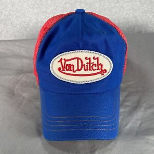Von Dutch Hat Cap Snapback OSFM Blue Red Patch Mesh Trucker