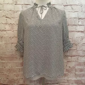 Blusa Worthington Mujer Manga Corta Cuello Corbata Calado Geométrico Talla XS NUEVA - Imagen 1 de 5