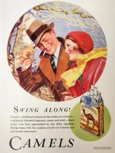 Couple Camel Cigarettes Reynolds Vintage 1931 Ad Magazine Print Advertisement - Picture 1 of 8