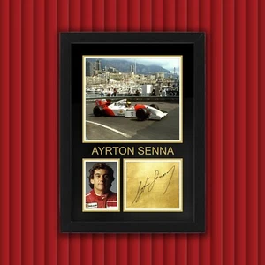 Framed AYRTON SENNA / McLaren F1 - Display Case w Reproduced Autograph Signature - Picture 1 of 1