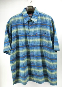FUBU All Over Print Button Up Shirt Mens 2XL Blue Hip Hop Streetwear Retro 90s - Picture 1 of 6
