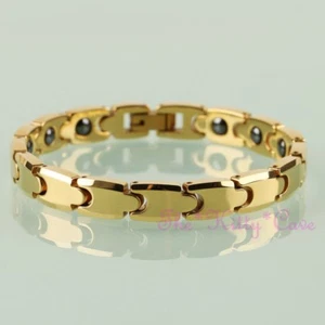 Potente pulsera magnética de tungsteno CTS artritis dolor 24KGB oro fina orgánica - Imagen 1 de 12