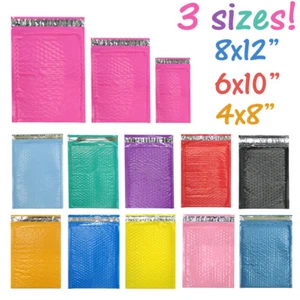 Assorted Sizes 8.5x12, 6x9, & 4x8 Colored Poly Bubble Mailers, Padded Envelopes! - Picture 1 of 81
