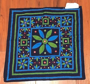 Fundas de almohada de trabajo con espejo bordado con apliques azul marino/verde azulado/rojo/verde NUEVO 16"x16" - Imagen 1 de 7