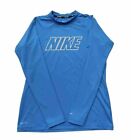 Nike Swim Dri-Fit Top Long Sleeve Women?S Medium Swim Shirt Upf40 Blue Spell Out