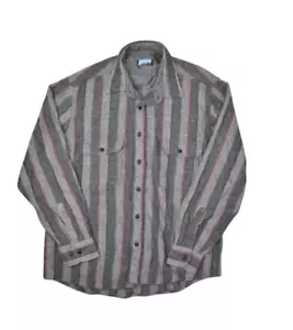 Vintage Fieldmaster Shirt Mens L Wool Blend Flannel Button Up Grey Striped - Picture 1 of 6