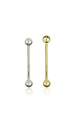 Barra de oro amarillo o blanco sólido de 14K - Joyería piercing en lengua/pezón Foto 1 de 4