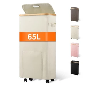 Vincona Slim Laundry Basket with Wheels Tall Dirty Clothes Hamper on Wheels N... - Picture 1 of 7