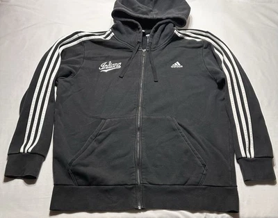 Indiana Hoosiers Adidas Sudadera con Capucha Para Hombres Grande Negra Cremallera Completa Sudadera con Capucha NCAA Foto 1 de 4