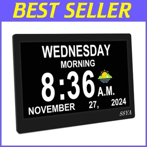 Dementia Clock for Seniors, Large Non-Abbreviated Calendar - Picture 1 of 8