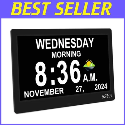 Dementia Clock for Seniors, Large Non-Abbreviated Calendar - Image 1 of 4