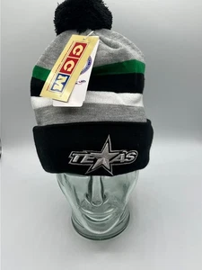 Texas Stars Hockey Striped Beanie Cuff Pom Hat AHL Dallas Stars NHL CCM NWT - Picture 1 of 9