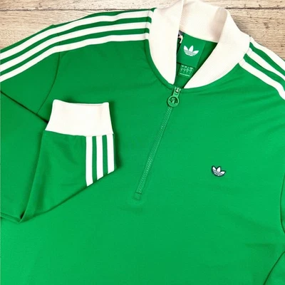 Sudadera Pullover de Golf ADIDAS Originales Para Hombres 3 Rayas 1/4 Cremallera Talla L Verde Foto 1 de 4