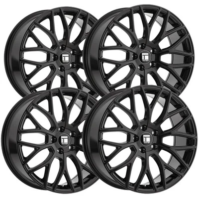 (Set of 4) Touren TR76 18x8 5x4.5" +35mm Gloss Black Wheels Rims 18" Inch Foto 1 de 4