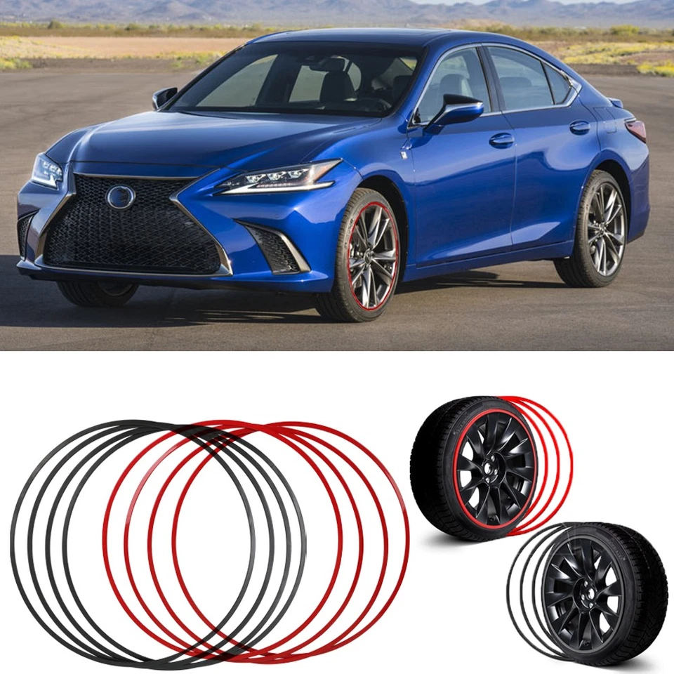 Protetor de anel aro cubo de roda de carro 4×18" R18 preto/vermelho para 2019-24 Lexus ES350 - Imagem 1 de 4