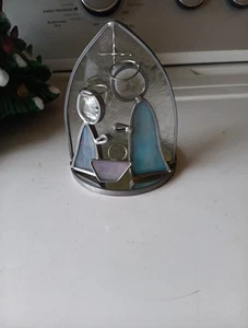 Stained Glass Nativity Scene Mirrored Candle Holder Christmas Decoration - Picture 1 of 7