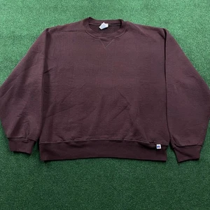 Vintage Russell Pullover Herren Large weinrot rot Y2K 90S unbedruckt Sweatshirt - Bild 1 von 9