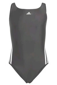 Adidas Girls 3 Three Stripe Black Swimsuit Swimming Costume 13/14 yrs Excellent - Picture 1 of 6