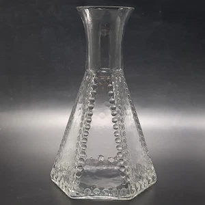 Vintage Klarglas sechseckige Vase strukturiert Bubble Design 19,5 cm Retro Deko - Bild 1 von 13