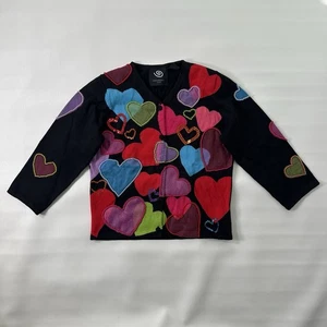 Michael Simon Event Pullover Gr. S schwarz Herzen Strickjacke Valentinstag Artsy - Bild 1 von 13