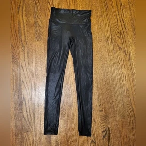 SPANX Faux Leather Black Leggings Medium - Picture 1 of 7