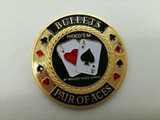 Bullets Pair Of Aces Golden Casino Poker Chip Coin Card Guard Protector