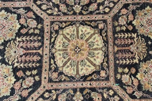 Black Tribal Hand Knotted Large Carpet Living Room Turkish Wool Area Rugs 6x9 ft - Picture 1 of 10
