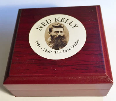 New "Ned Kelly #4" 1/10th oz HGE 999 Gold Australiana Coin In Wood Display Box - image 1 of 4