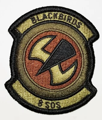 Air Force 8th Special Ops Squadron "BLACKBIRDS" Subdued Hook Back Patch - Image 1 of 2