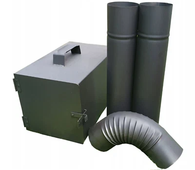 QLS Räuchereiset 27x38x31 cm Feuerstelle Rohre Rohrbogen Räucherofen Set