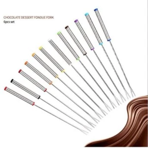 6 szt. / Zestaw Widelce do owoców Stal nierdzewna Widelec czekoladowy Kodowanie Ser Deser Fondue - Zdjęcie 1 z 6