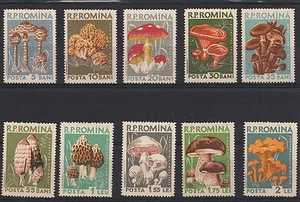 1958 ROMANIA SERIE 10 VALORI MUSHROOMS FUNGHI YVERT TELLIER 1580-9 NUOVI MNH** - Picture 1 of 1