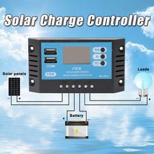 1Pcs 10A 12V 24V LCD Display PWM Solar Charge Controller Dual USB Panel Charger 