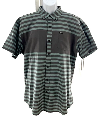 Camisa Zoo York Para Hombre Talla XL Camisa Manga Corta Azul Teal y Gris Abotonada Foto 1 de 4