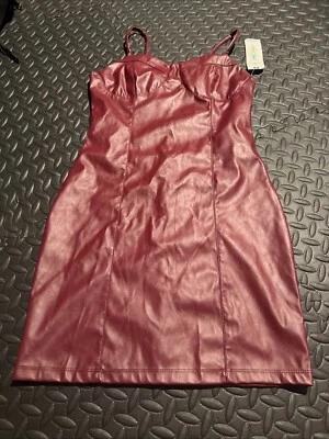 Mini Vestido Corto Juniors Almost Famous Para Mujer Borgoña Imitación Cuero M Nuevo con Etiquetas Foto 1 de 4