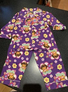 Dora The Explorer Kids Babies Warm Winter Pyjamas PJs Purple Size 1 NWT - Picture 1 of 4