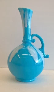 Elsie Neff vaso vintage ceramica artistica Ewer Bud 8" fatto a mano turchese bianco - Foto 1 di 11