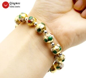 Bracciale cloisonne oro tondo moda 10 mm per donna gioielli caratteristica Cina br467 - Foto 1 di 17