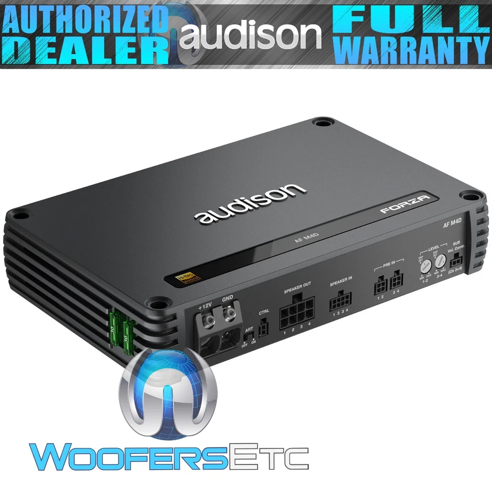 AUDISON AFM4D 4-CHANNEL X 260W RMS CONPONENT SPEAKERS TWEETERS CAR AMPLIFIER NEW - Image 1 of 3