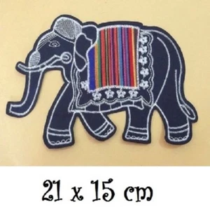APPLIQUE Écusson Patch à Coudre ** 21 x 15 cm ** GRAND ÉLÉPHANT NOIR PATCHWORK - Picture 1 of 1