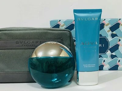 AQVA Marine by Bvlgari Men's Set 3.4oz Eau de Toilette Spray 3.4 A/S Balm, Pouch - Image 1 of 4