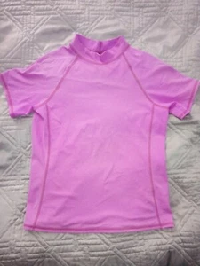 2 Land's End Girls Boys Rash Guard Swim Top Short Sleeve Aqua Lavender 14L - Picture 1 of 12