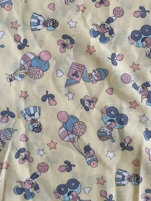 2 YARD PRECIOUS MOMENTS FABRIC YELLOW WITH CLOWNS COTTON BLEND 44" WIDE SPECTRIX - Image 1 of 4