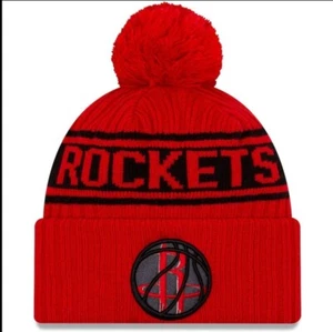 Houston Rockets Hombres Sombrero de Invierno Rojo New Era Puños Pom Tejido Forrado 2021 Draft Nuevo - Imagen 1 de 11