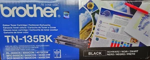Brother TN-135BK Original Toner Cartridge, 5000 pages, OVP, TN135BK Genuine, NEW - Afbeelding 1 van 6