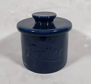 Sweese Butter Bell Crock Keeper w/ Lid Navy Blue Porcelain Glossy - Picture 1 of 7