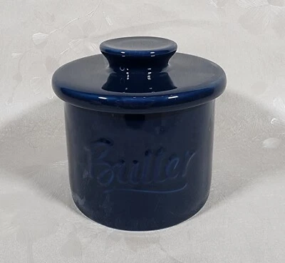 Sweese Butter Bell Crock Keeper w/ Lid Navy Blue Porcelain Glossy - Image 1 of 4