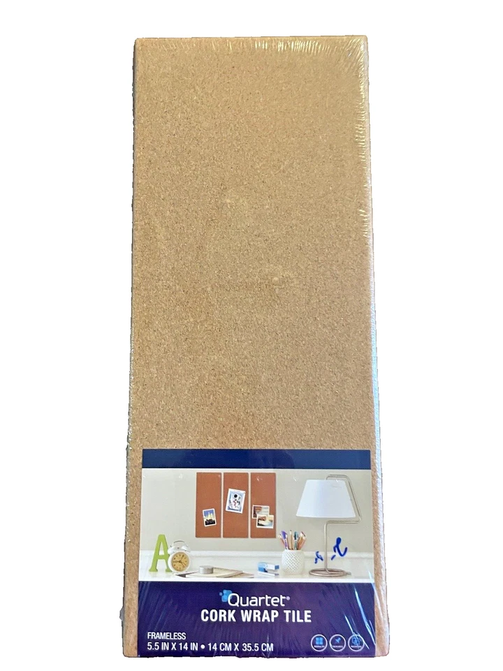 Bulletin Board Cork Wrap Tile Frameless Quartet Brand 5.5 In x 14 In NIP Sealed - Image 1 of 4
