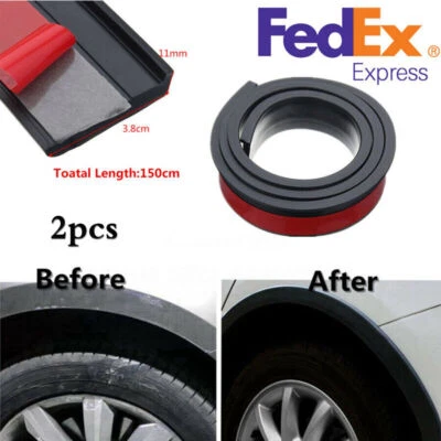 2Pcs 150cm Car Fender Flare Extension Wheel Eyebrow Protector Lip Moulding Trim - Image 1 of 4